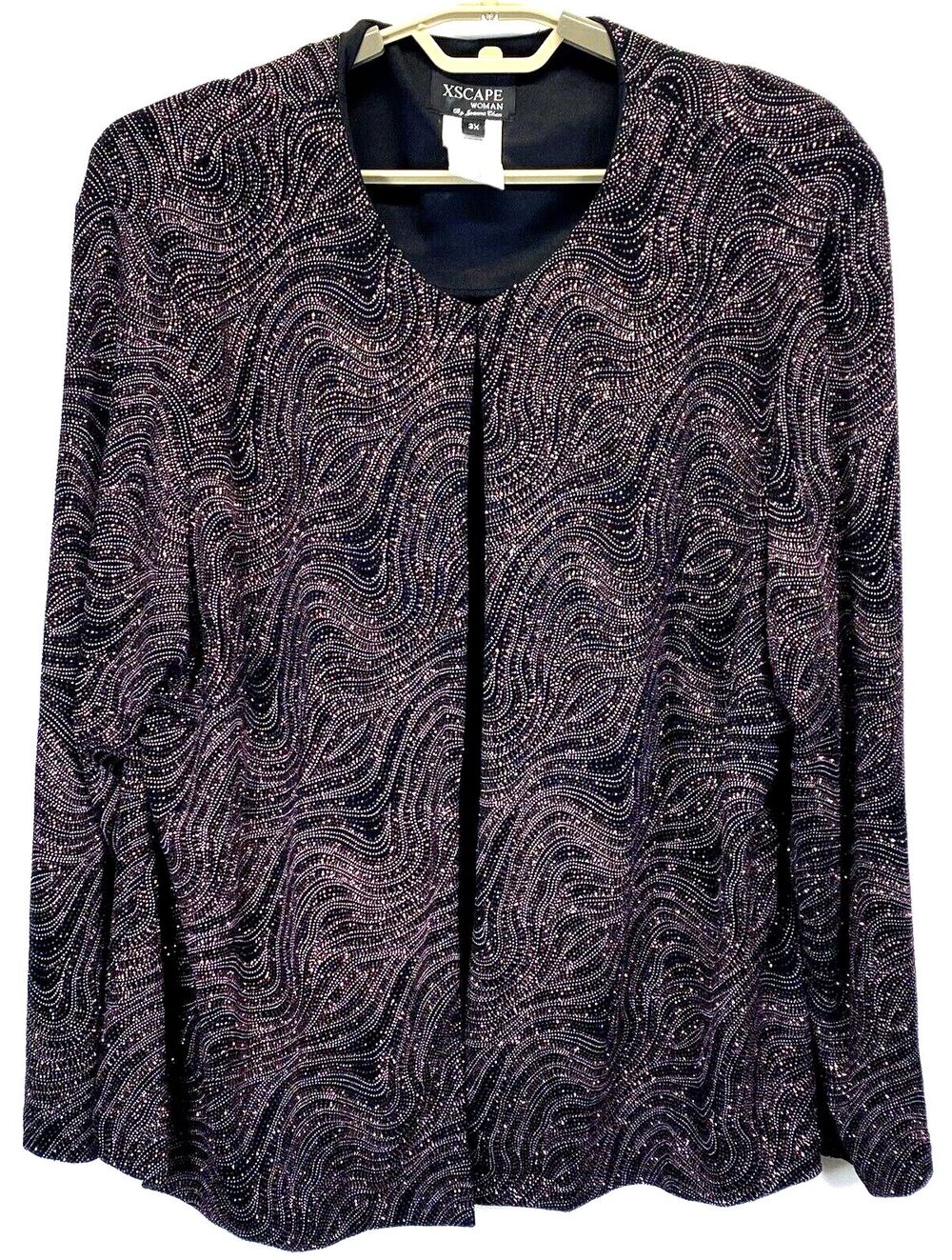 XSCAPE BY JOANNA CHEN Women Cardigan Blazer 3X Purple Rhinestone Lined Stretch